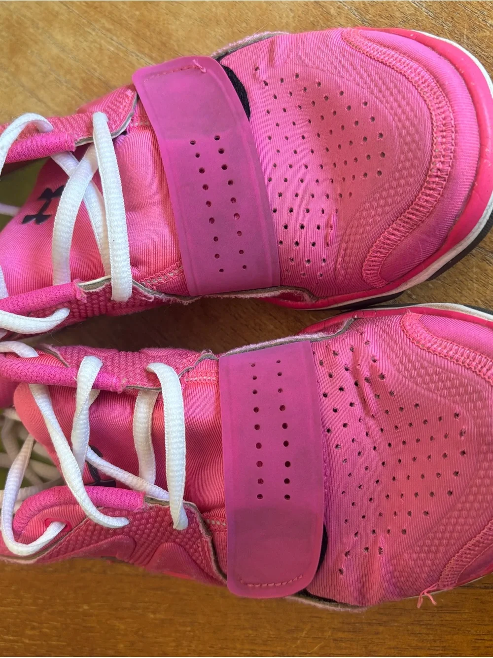 Under Armour Women’s Bright Pink Athletic Sneakers with White Laces size 8